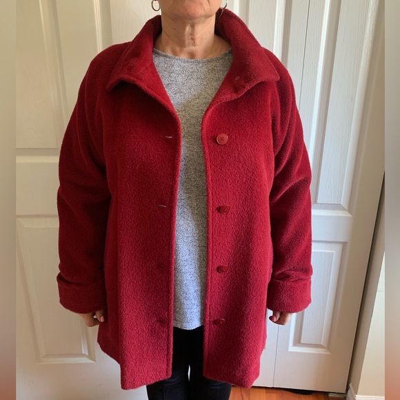 Hilary Radley Red Button-up Llama & Wool Coat Jacket - Picture 1 of 7